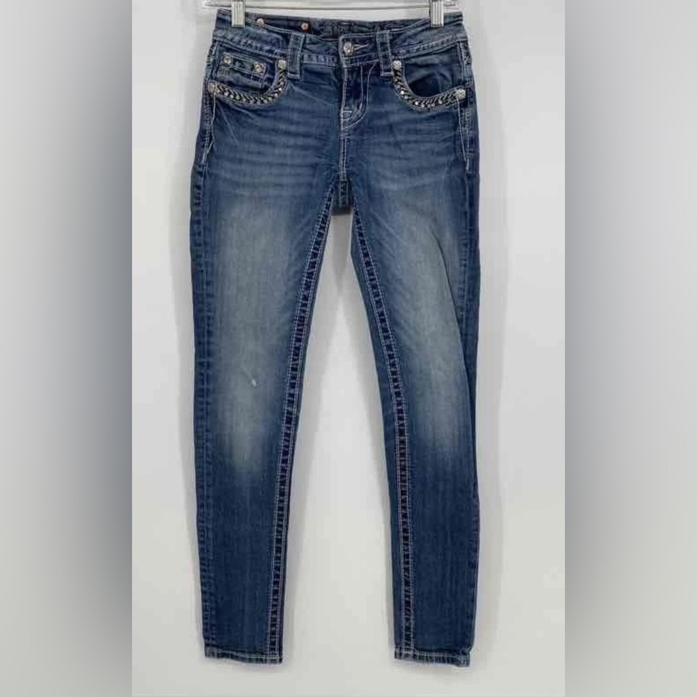Miss me womens studded  mid rise stretch skinny jeans